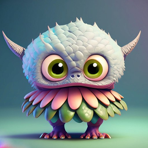 A cartoon monster with large eyes and teeth, showcasing a playful and mischievous demeanor.