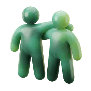 3D green figures icon representing community
