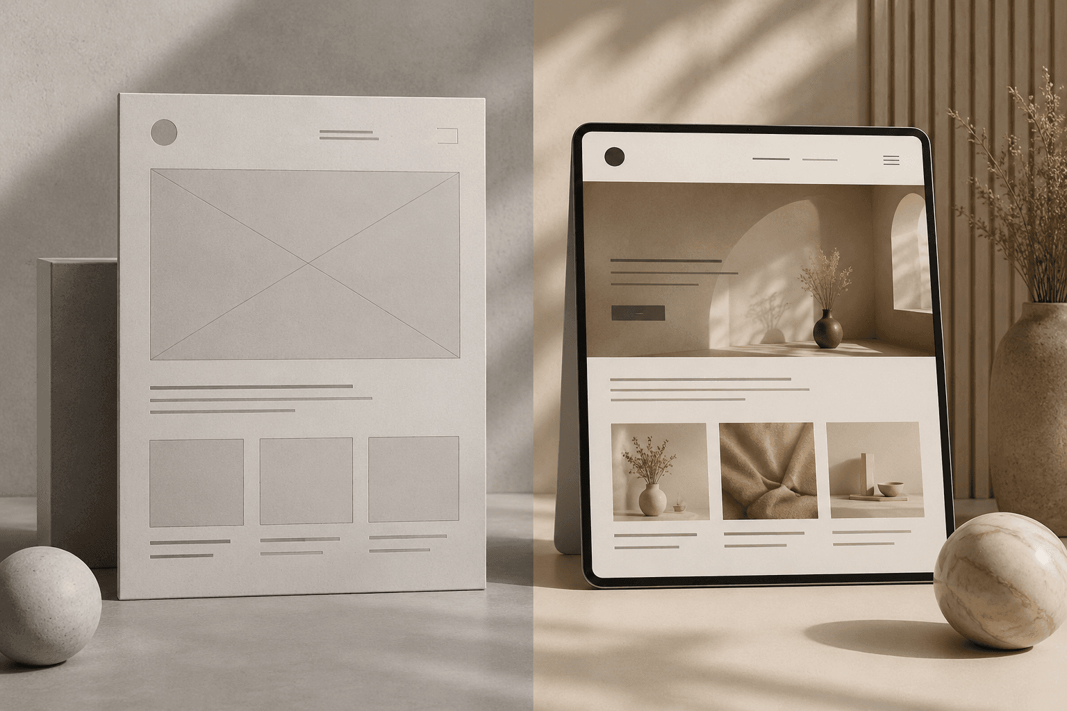 Small business web design services concept illustrating template versus custom website approaches
