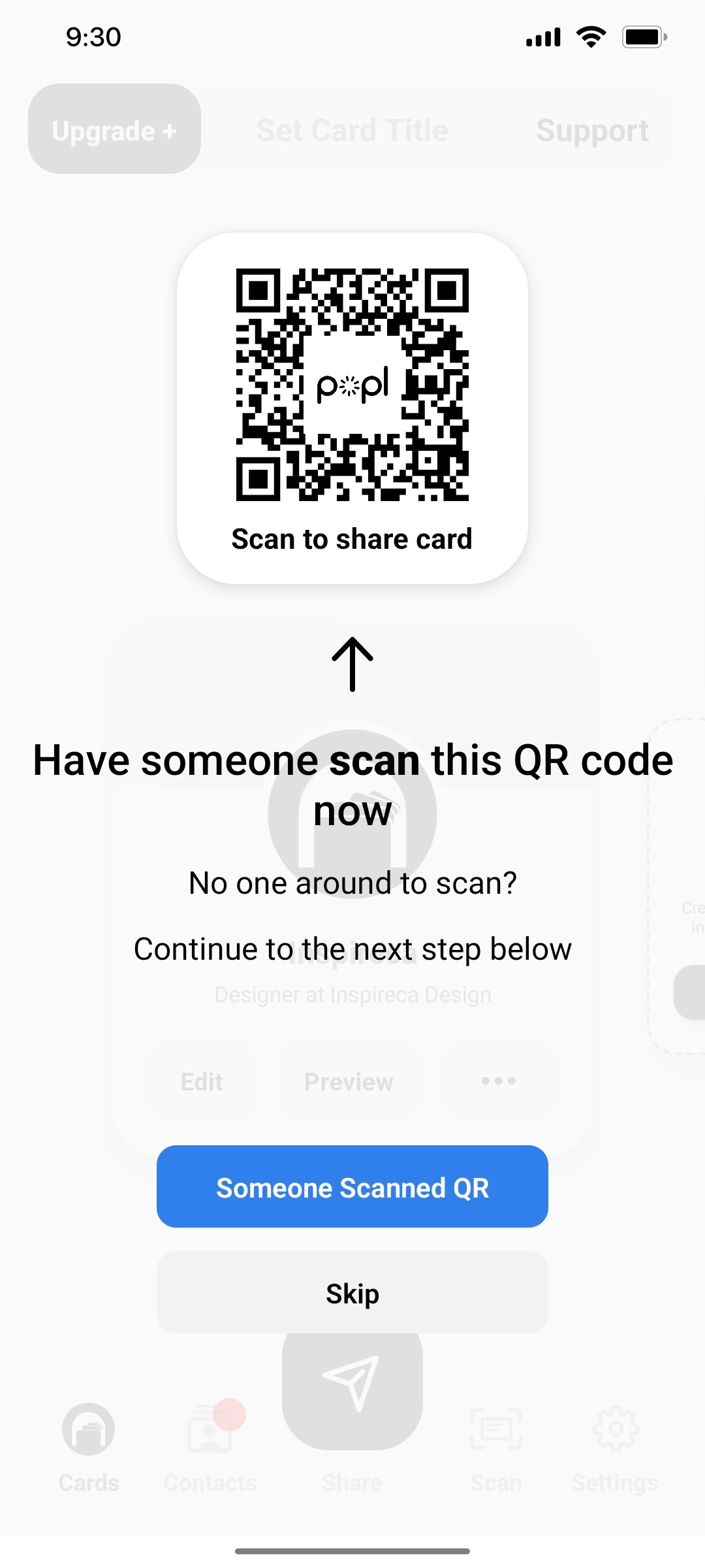 Popl Someone Scaned QR Screen
