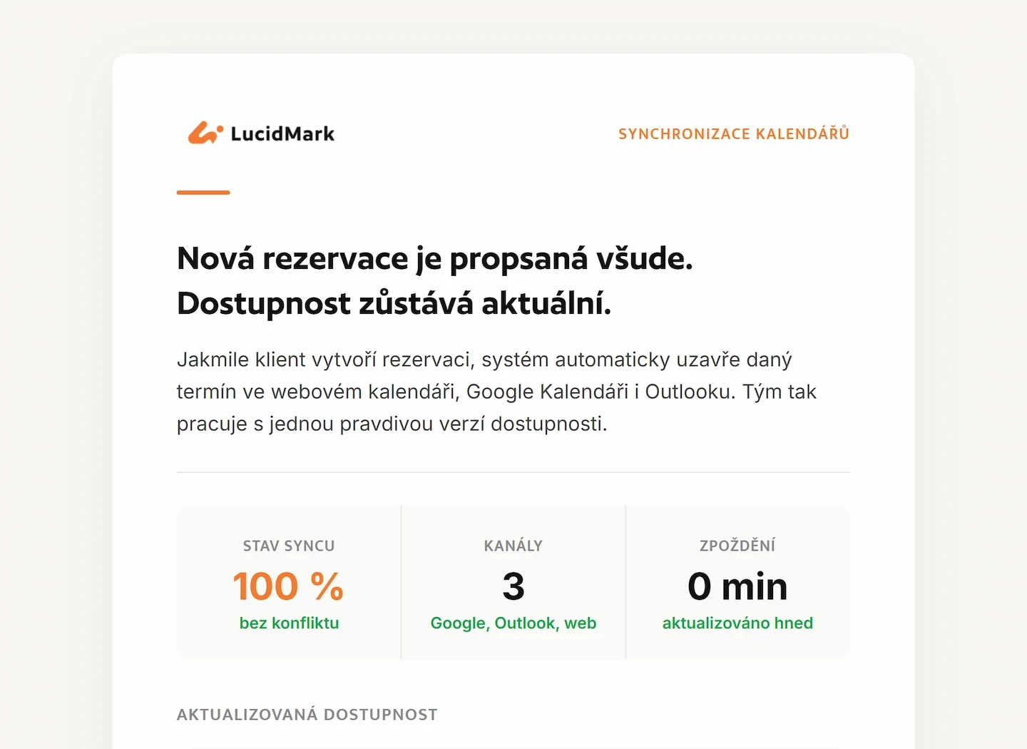 Ukázka synchronizace kalendářů. Tvorba rezervačních systémů s propojením na Google Kalendář a Outlook pro weby služeb.
