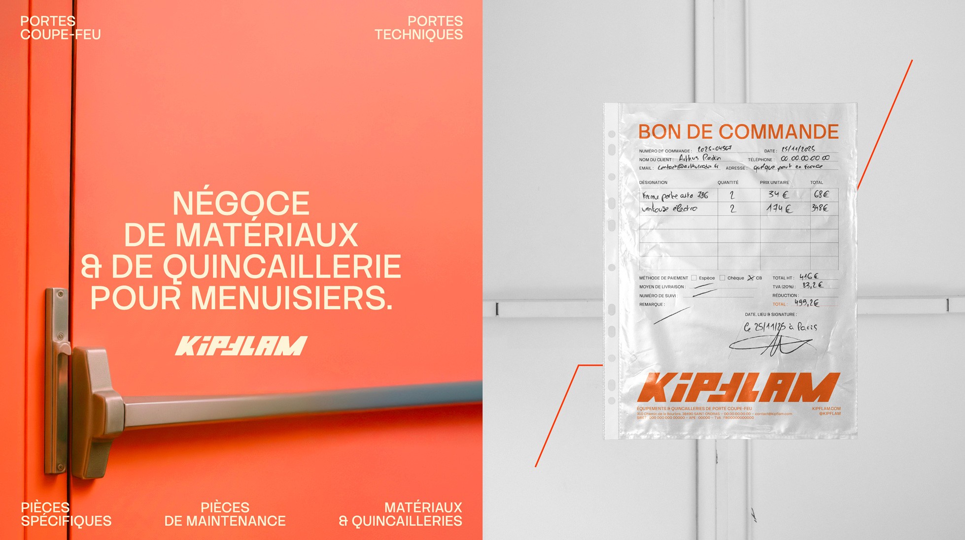 Photo de portes de sécurité. Bon de commande Kipflam.