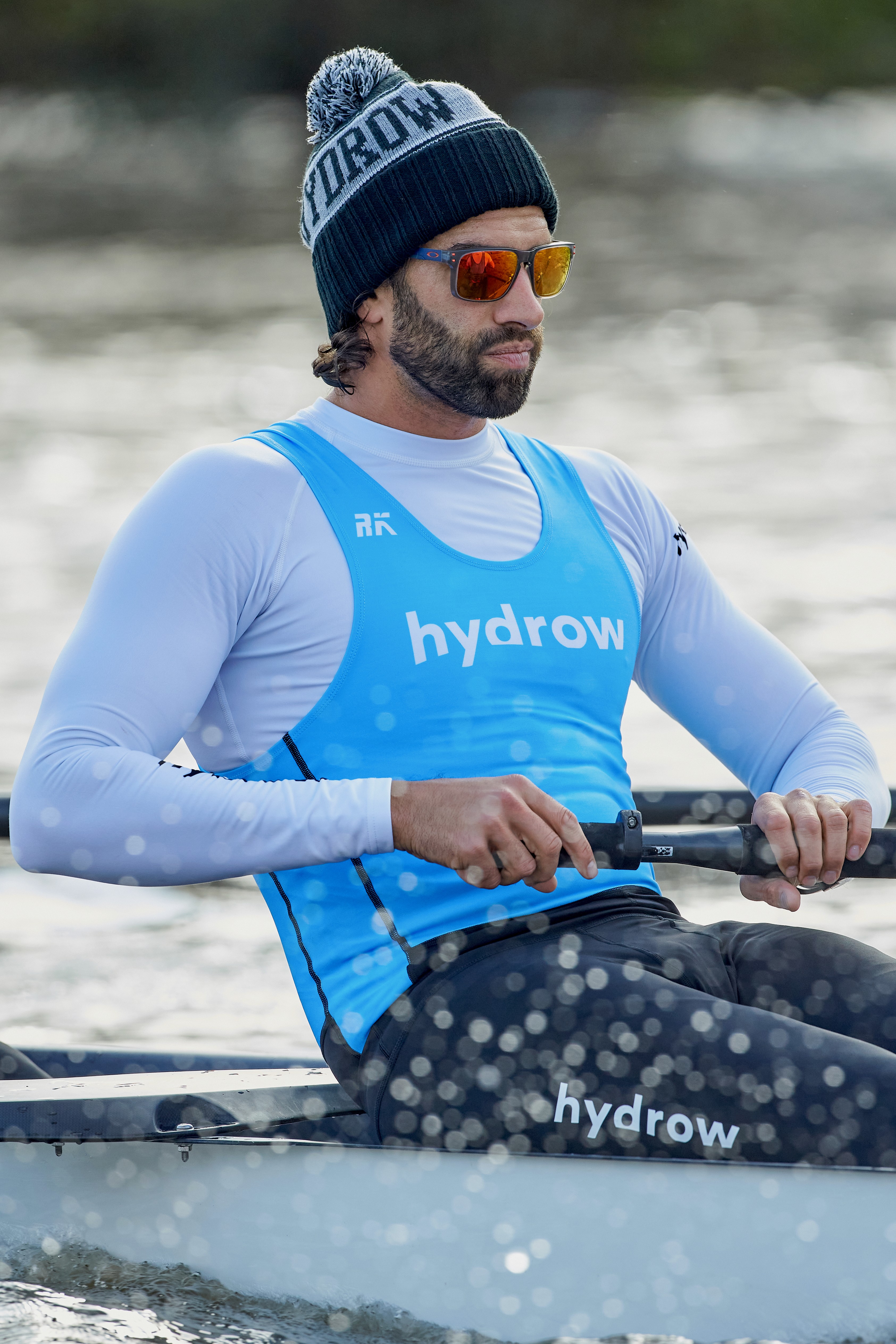 Hydro ambassador rowing at London Rowing Club for Hydro rowing campaign for The Boat Race – sport event photography by Paul Severn.