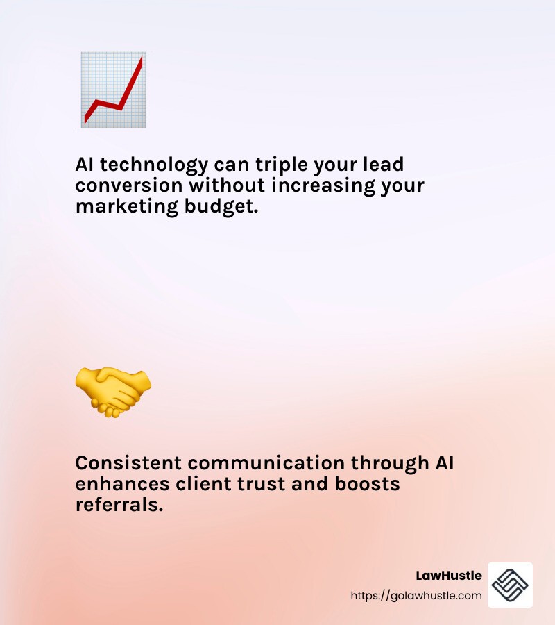 AI-powered lead conversion solutions improve client engagement and automate follow-ups to increase case sign-ups. - bankruptcy attorney marketing infographic 2_facts_emoji_light-gradient