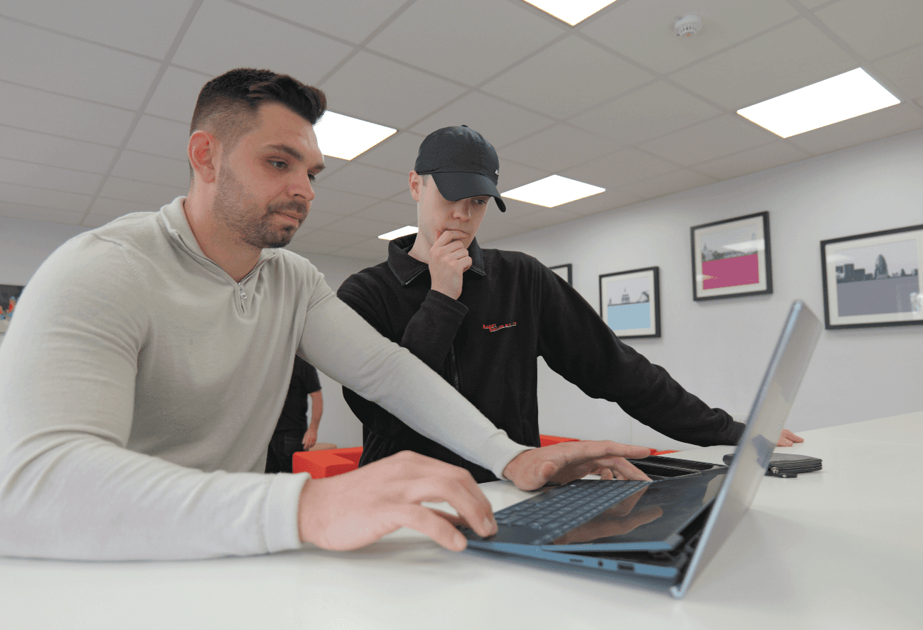 Barry & Jack looking at computer 