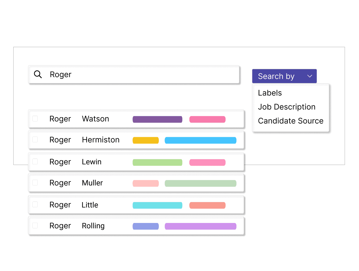 Search filetr in Tacitbase's Talent Pool