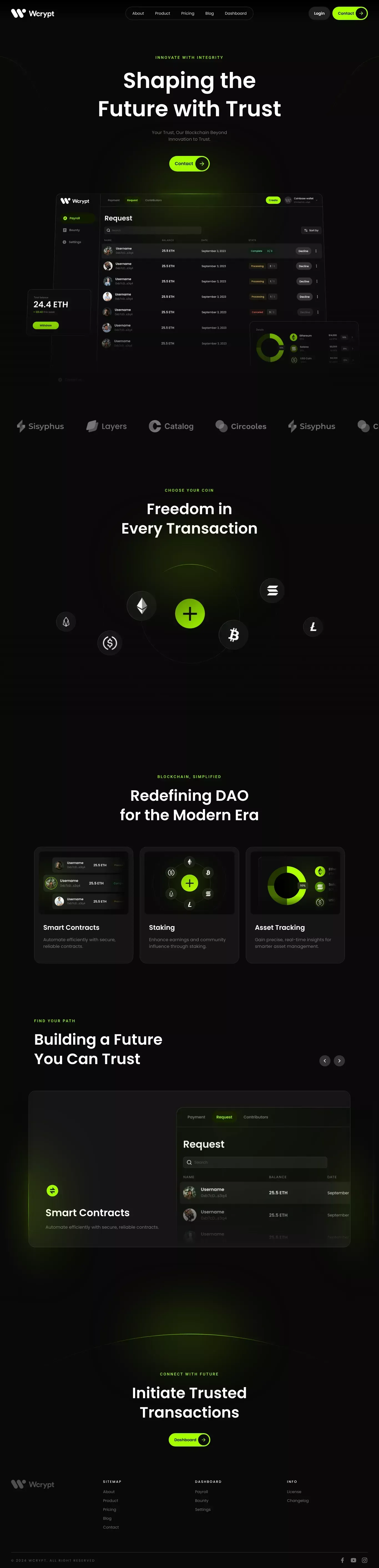 Wcrpyt - Webflow HTML website template landing page screenshot showcasing AI and Tech design