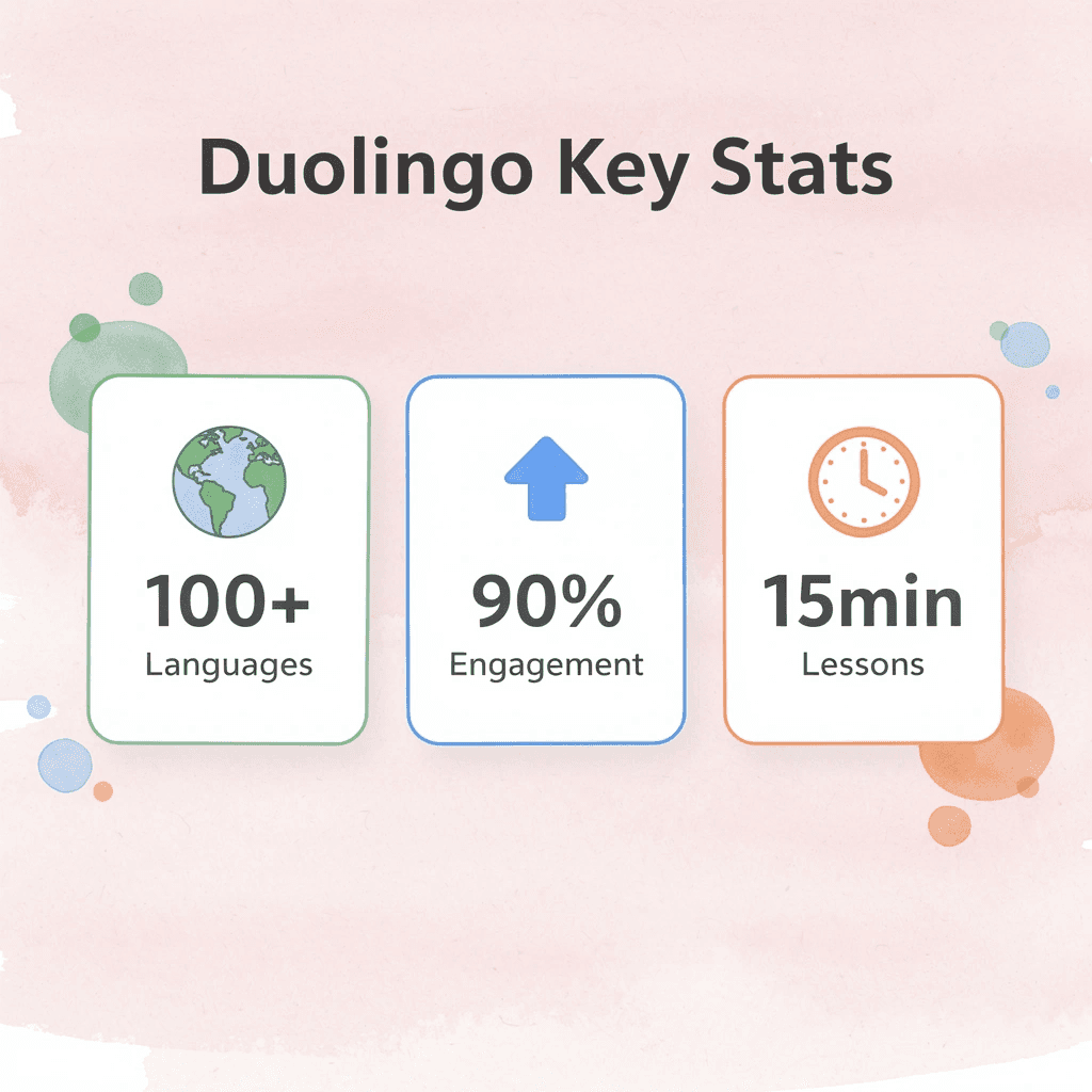 Infographic showing Duolingo key statistics