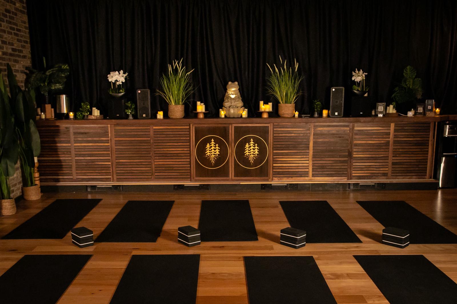 a black woman doing yoga