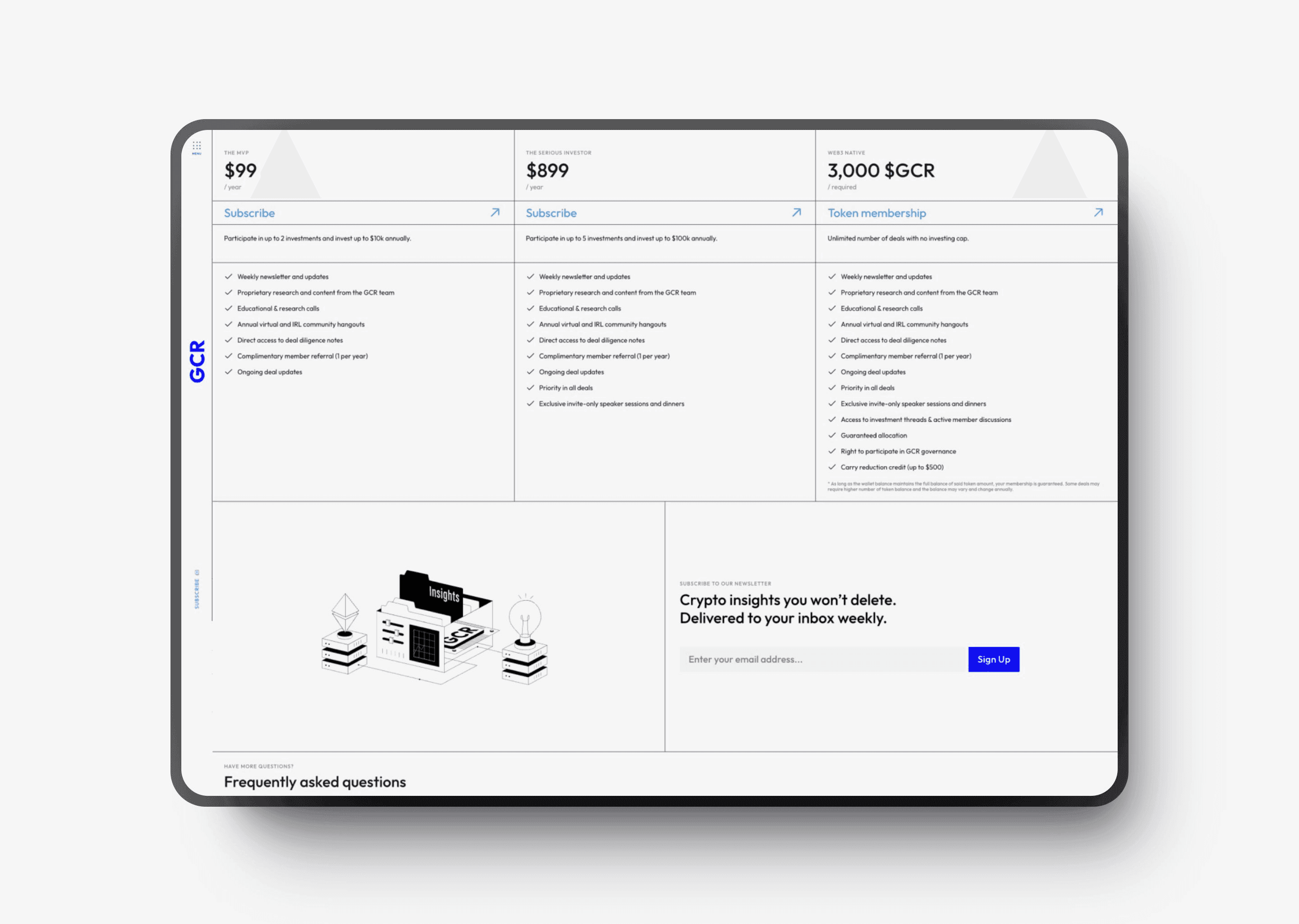 Member tiers, tablet