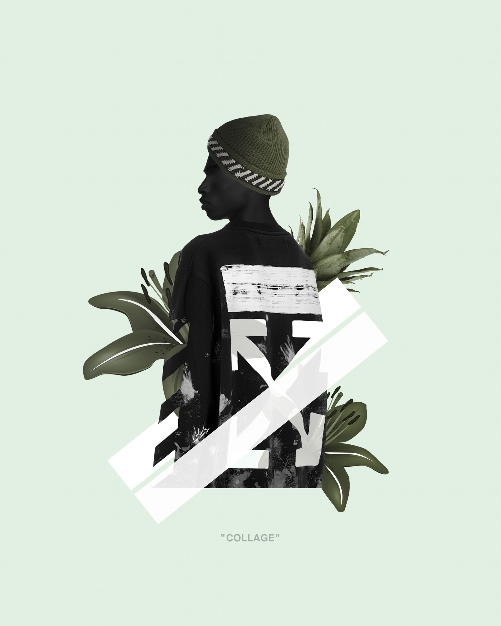 Off white inspired collage to show brownmint as a multidisciplinary design studio