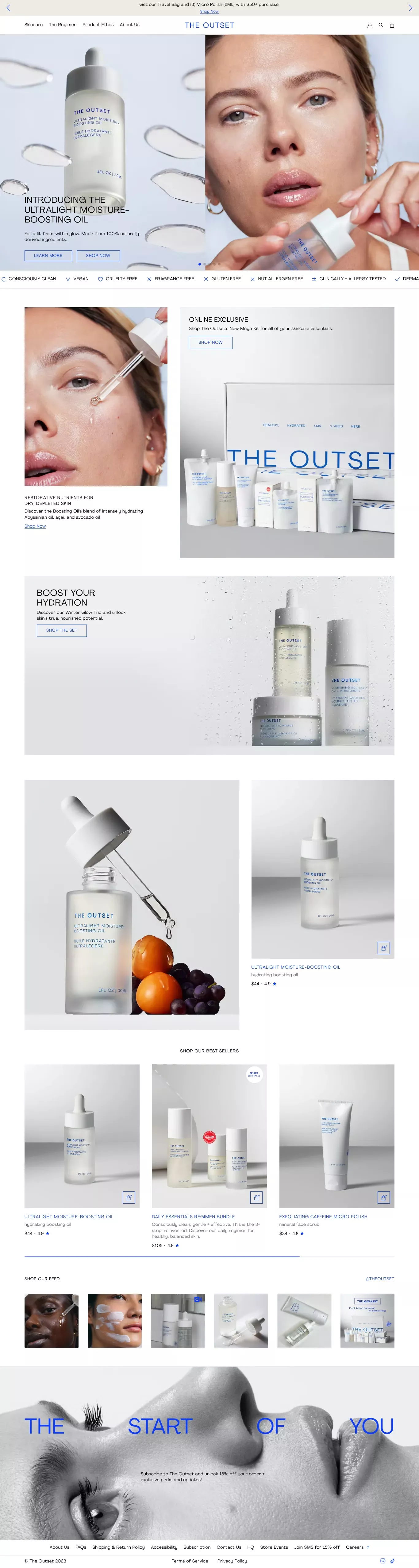 Consciously clean skincare ecommerce page screenshot showcasing Beauty and Ecommerce design