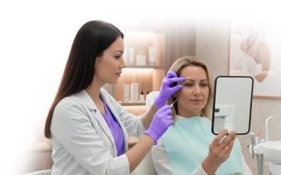 Profissional de saúde orientando paciente em consulta