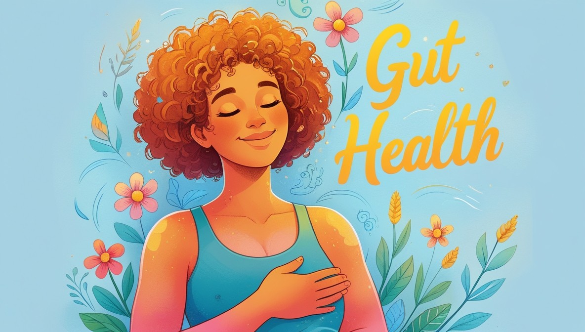 a owman with a smie on her face - gut health