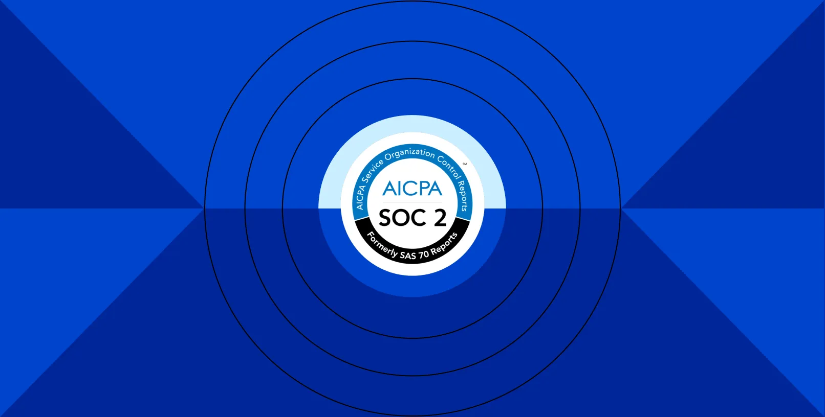 A blue header image with the AICPA SOC 2 seal at the center