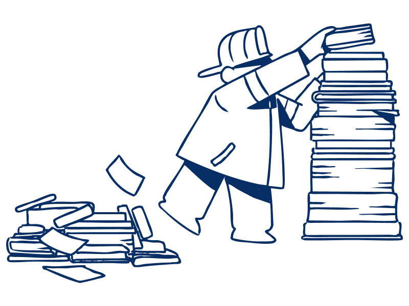 ZL Bookkeeping illustration of disorganized business financial records needing cleanup