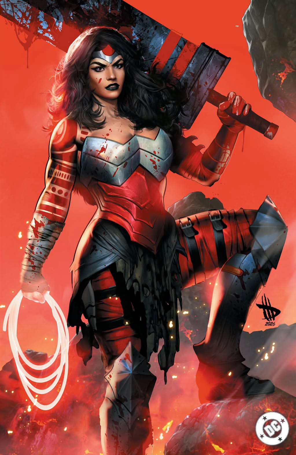 Absolute Wonder Woman #20 Dave Wilkins Virgin Variant featuring full cover Wonder Woman artwork without trade dress for the Big Dex Comics exclusive edition.