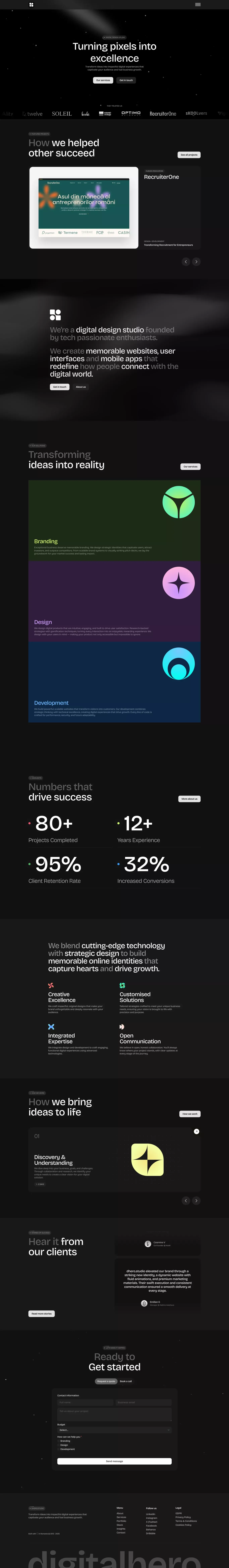 dhero.studio portfolio page screenshot showcasing Design and Tech design