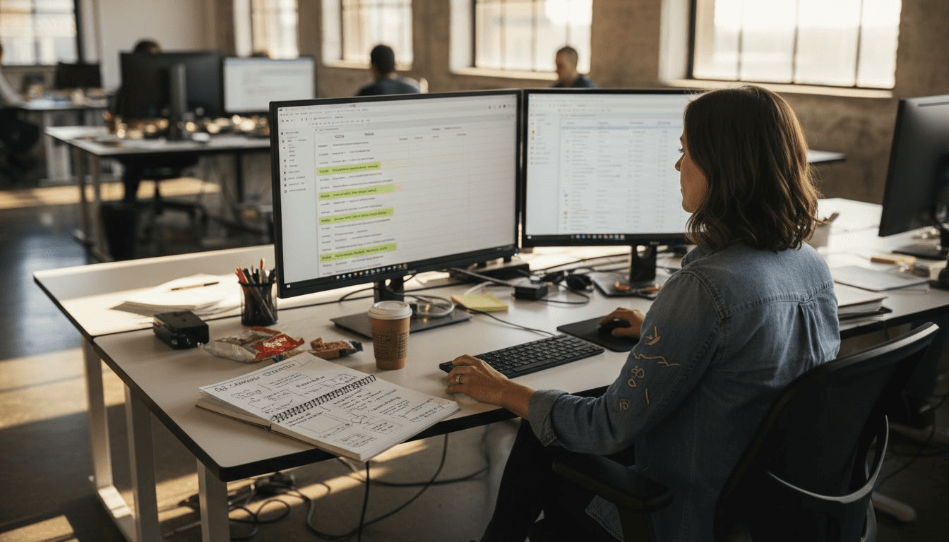 Marketing specialist analyzing ad performance data