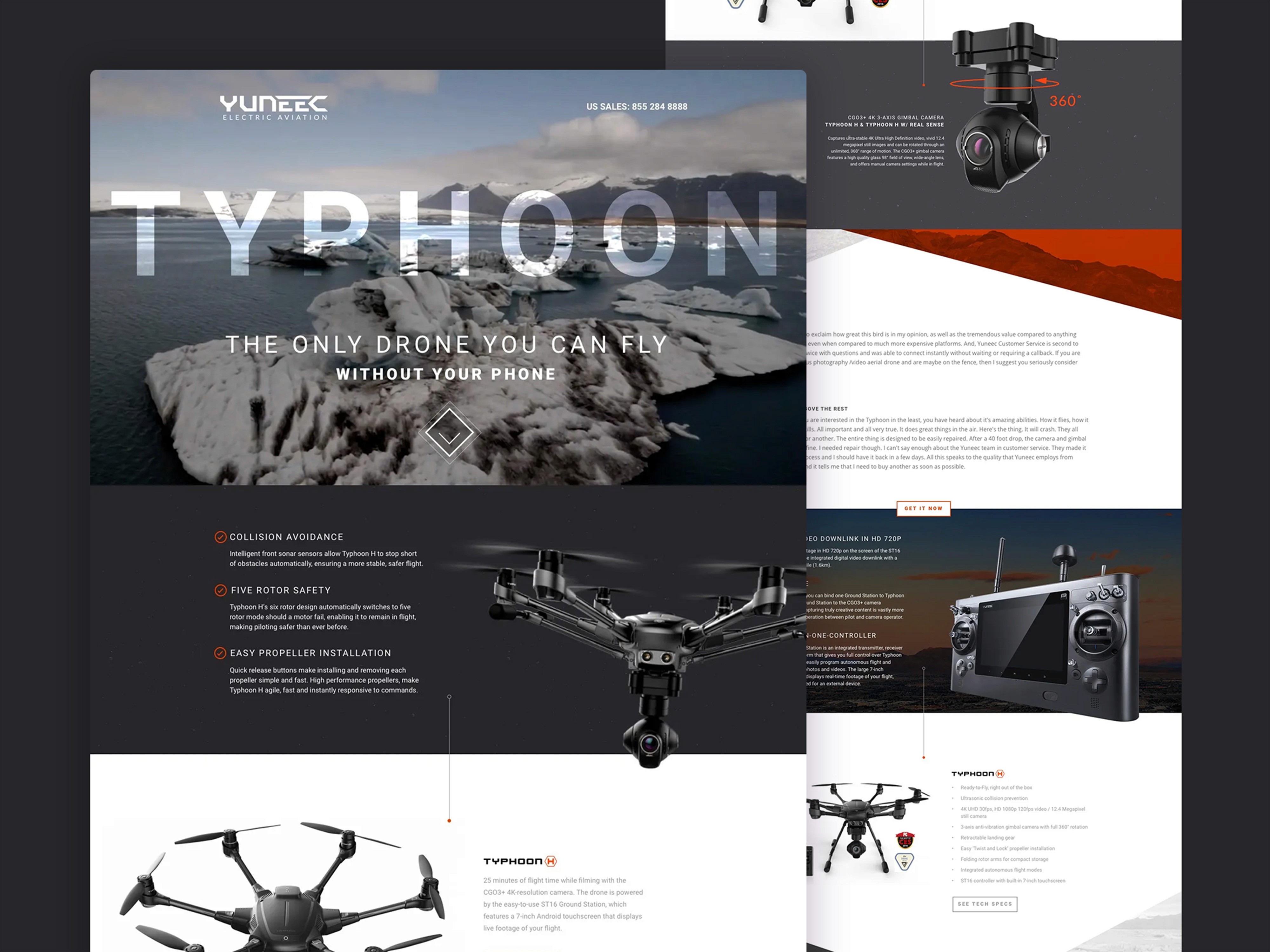 Yuneec Typhoon drone e-commerce landing page design by Olivia Ross