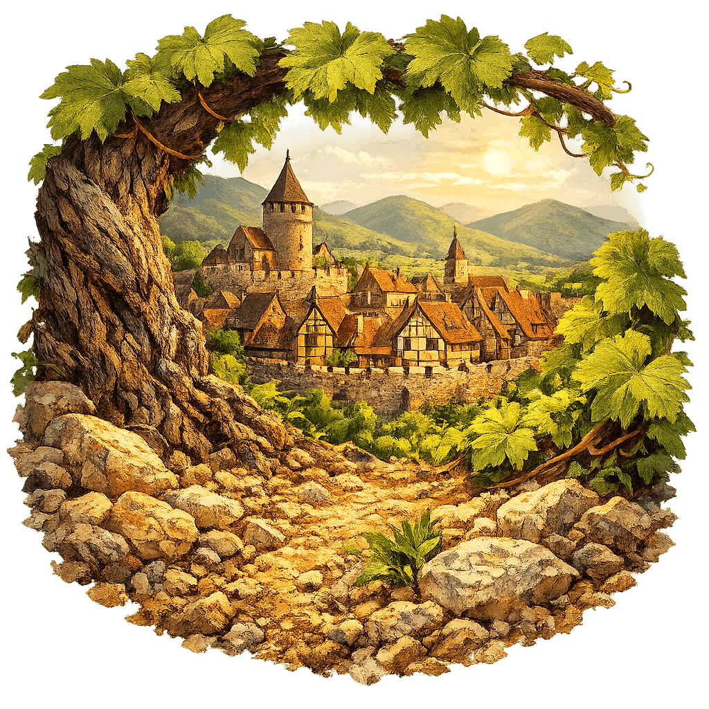 Detailed graphic of the Eguisheim wine region.