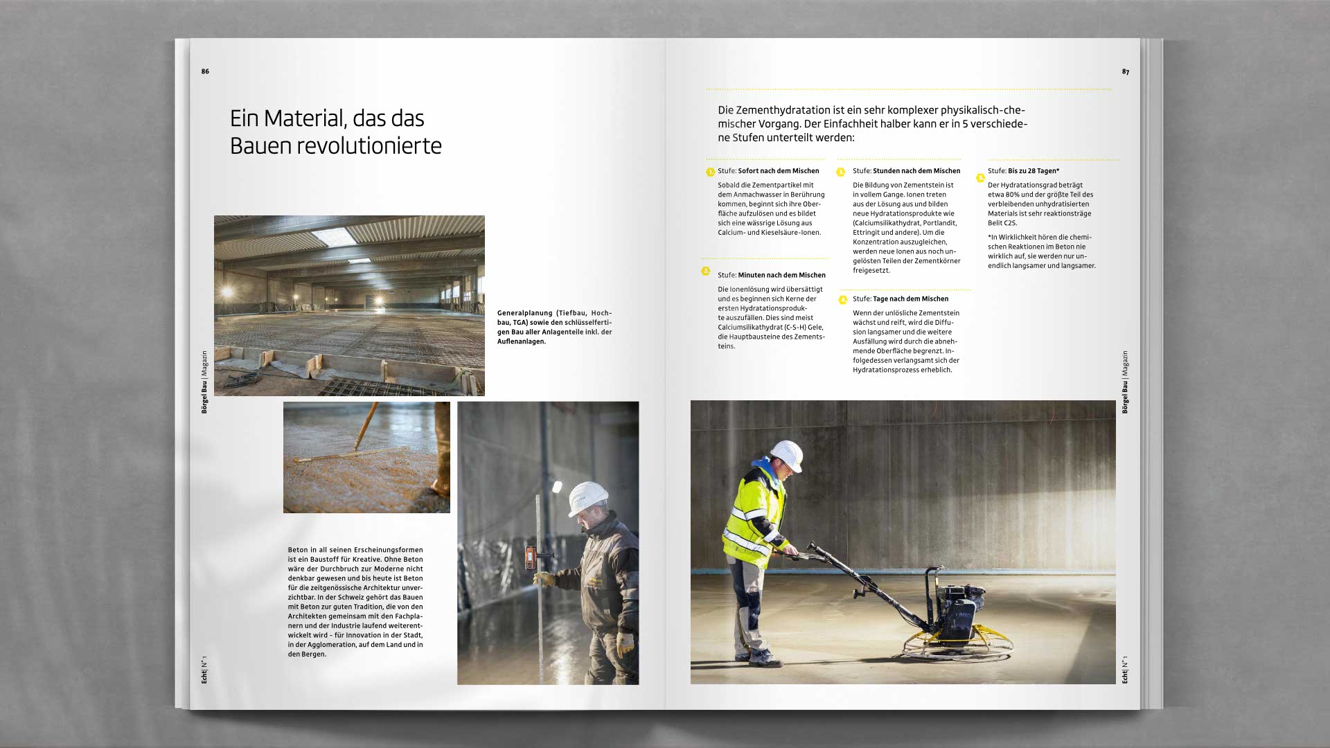 Layout mit Mitarbeiterporträts und regionalen Einblicken – zeigt die persönliche Seite des Bauunternehmens Börgel und stärkt das Employer Branding.