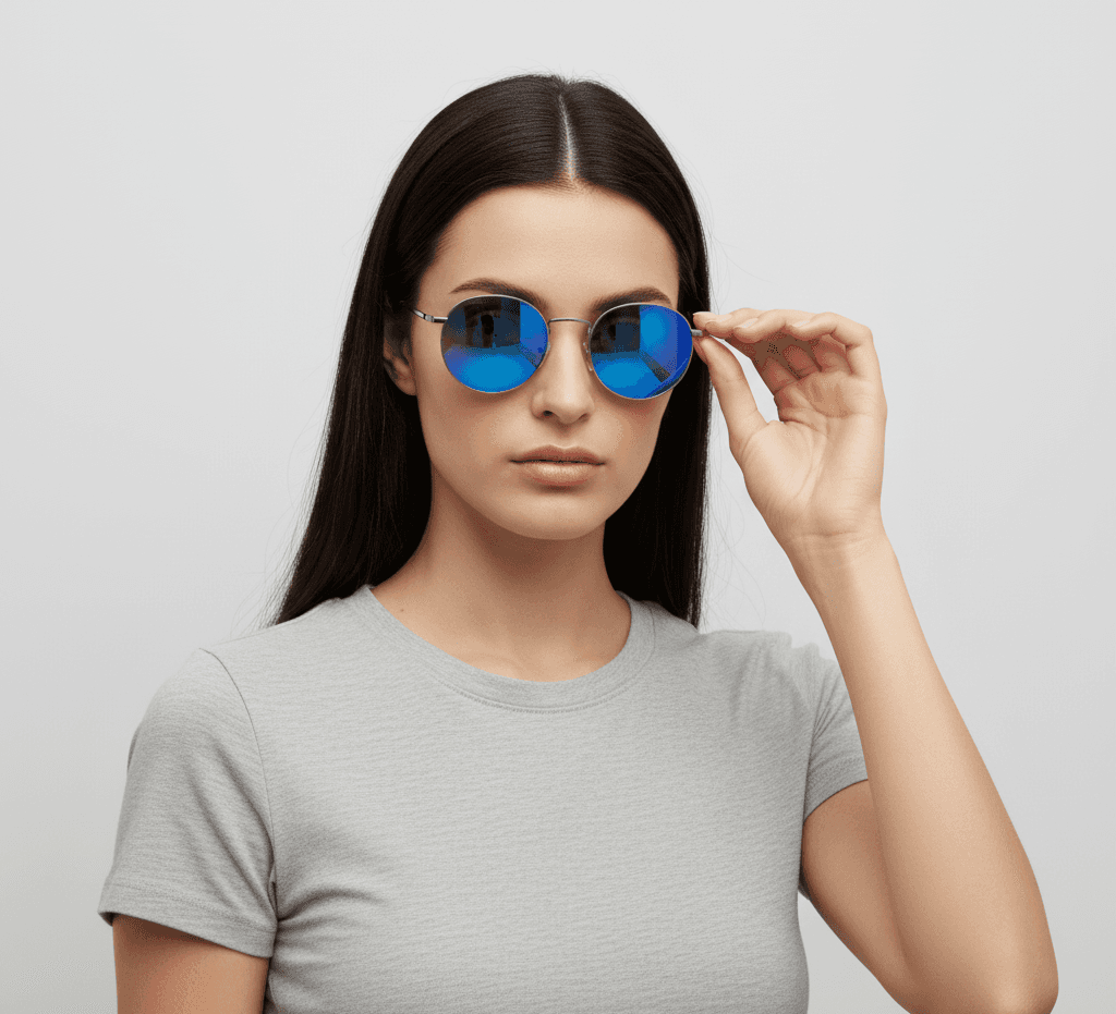model wearing the sunglasses