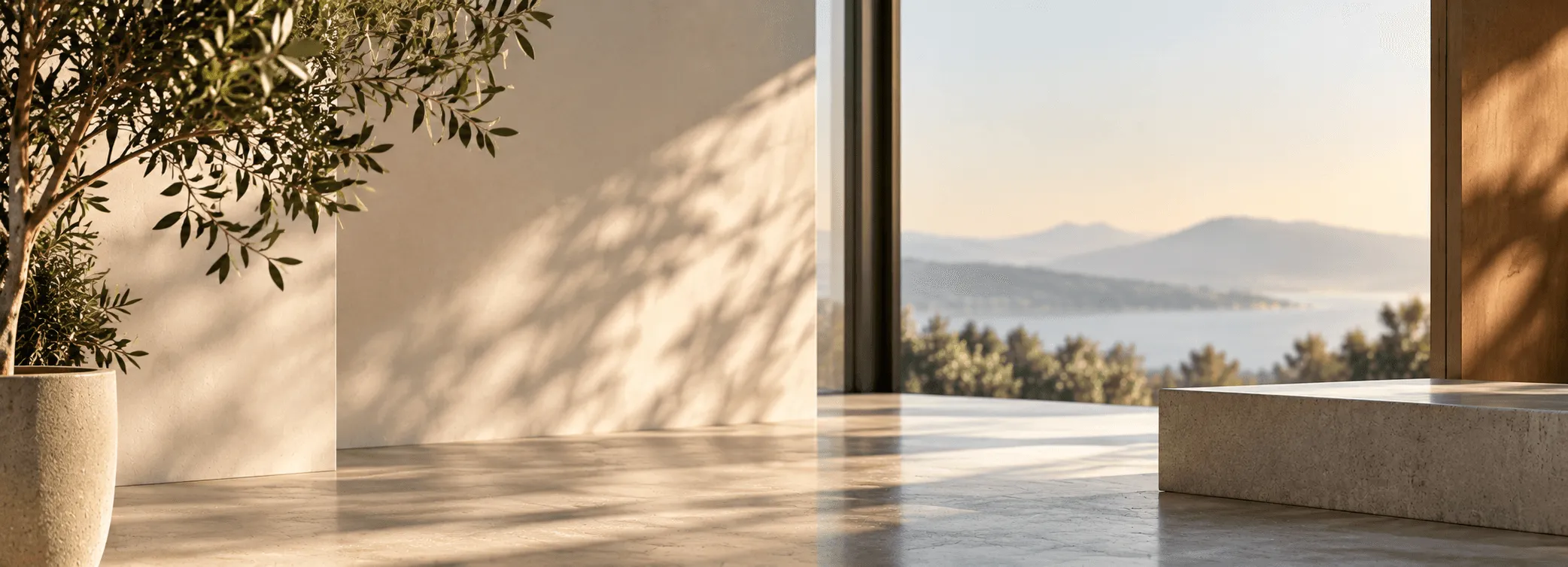 Minimal, serene architectural setting representing privacy, trust, clarity, and a thoughtful approach to protecting information.