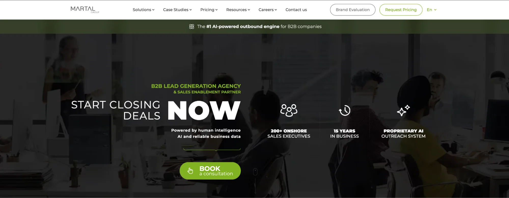 Martal Group homepage: B2B lead generation and sales outsourcing agency