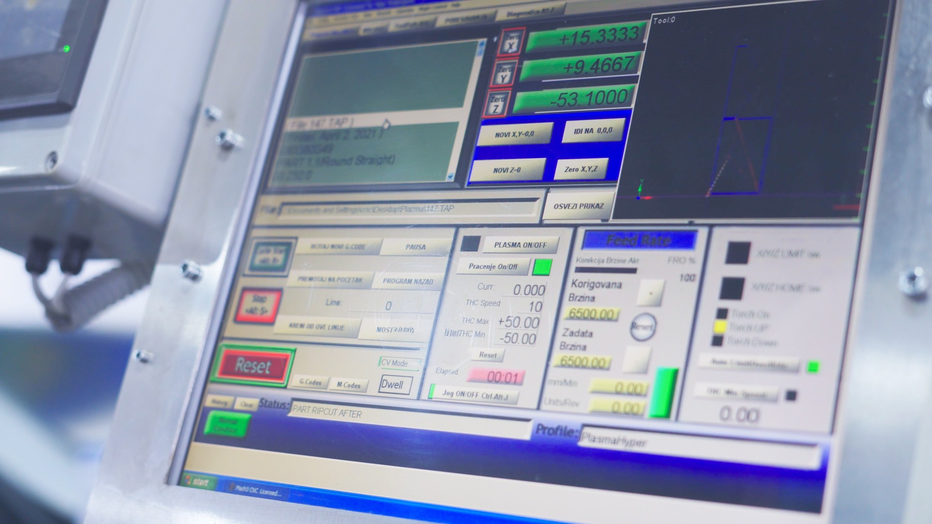 Display einer maschine