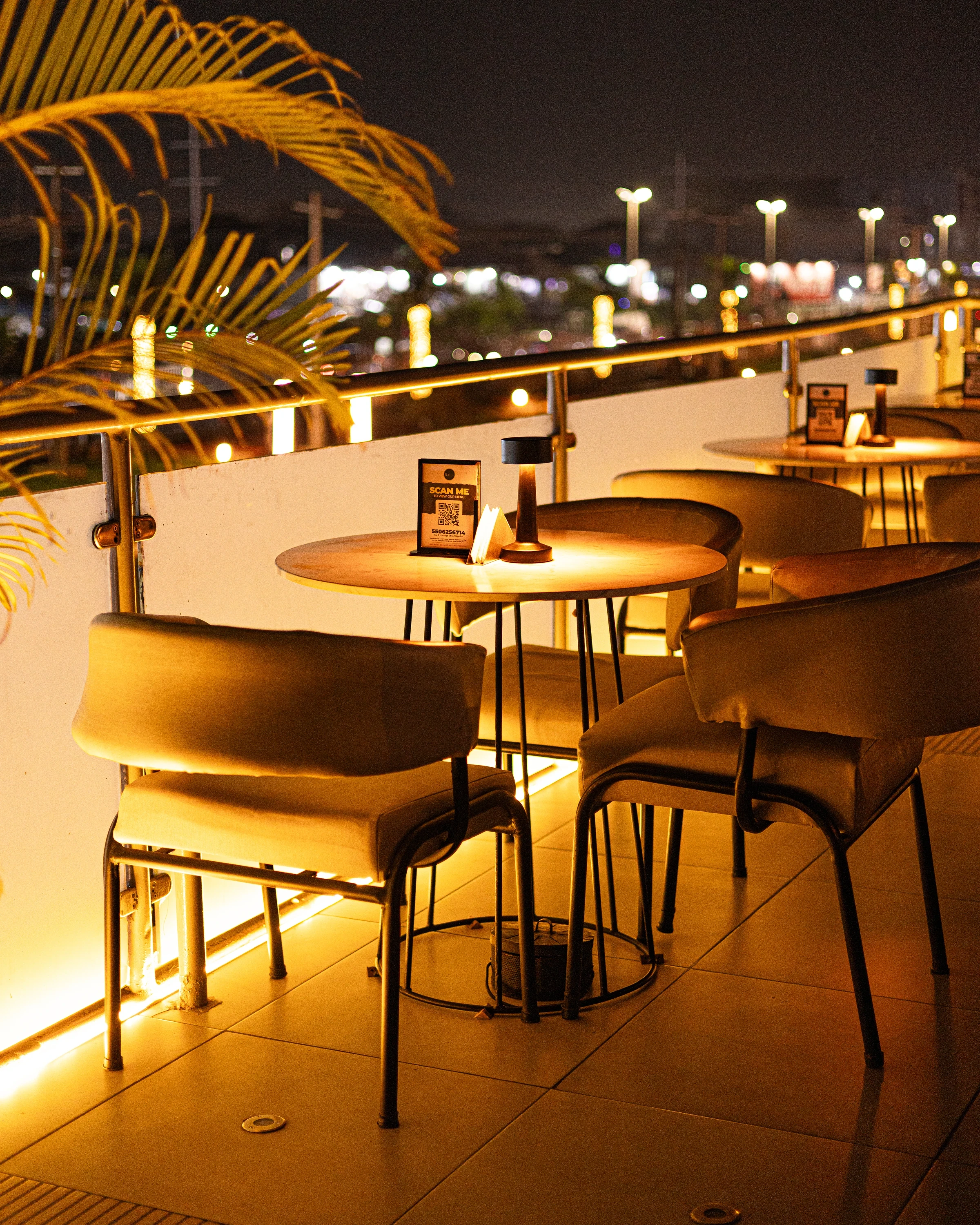 NO.5 Lounge & Restaurant dining rooftop prepared for reservations and events