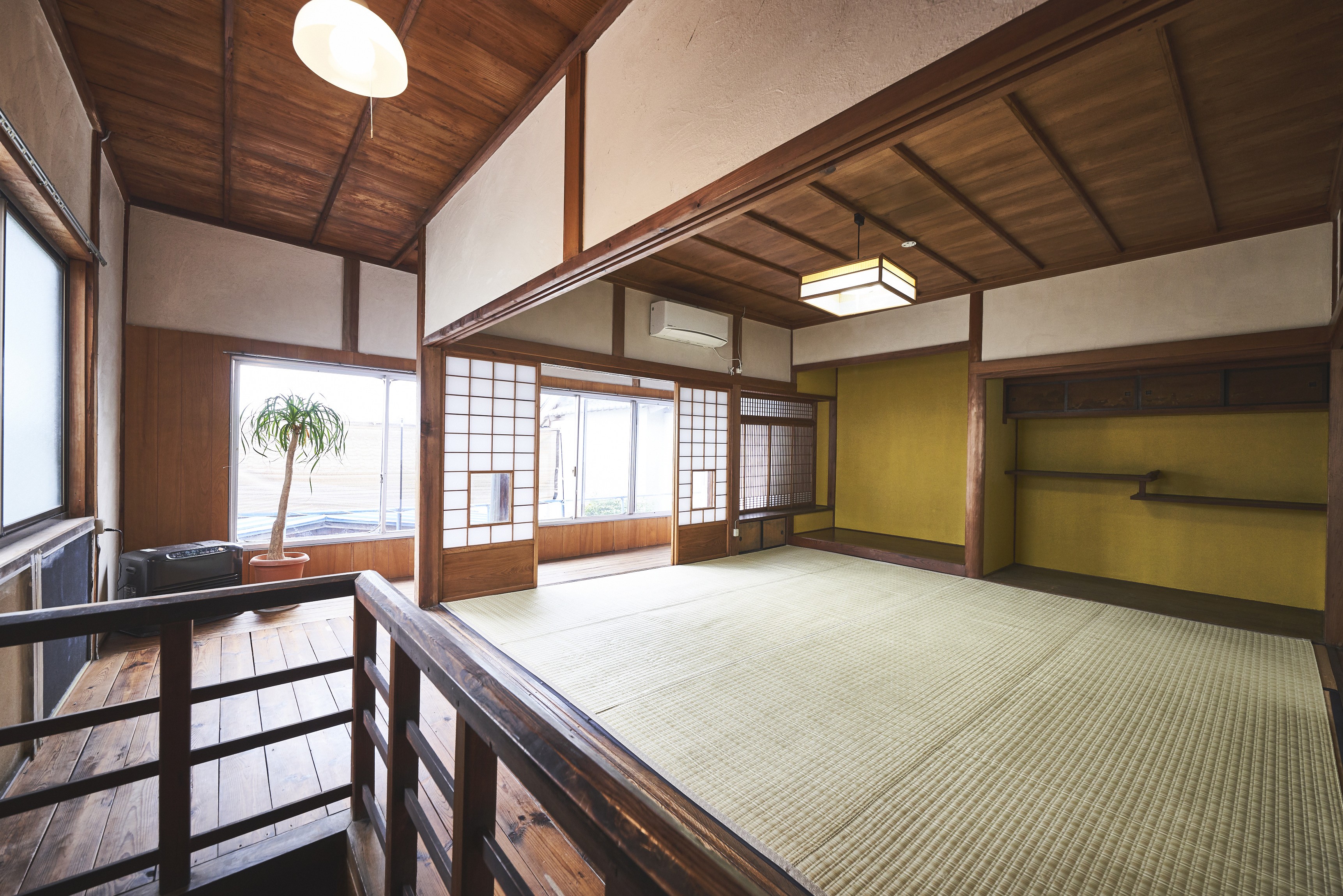Interior of the hotel showing a Japanese tatami room with sliding doors