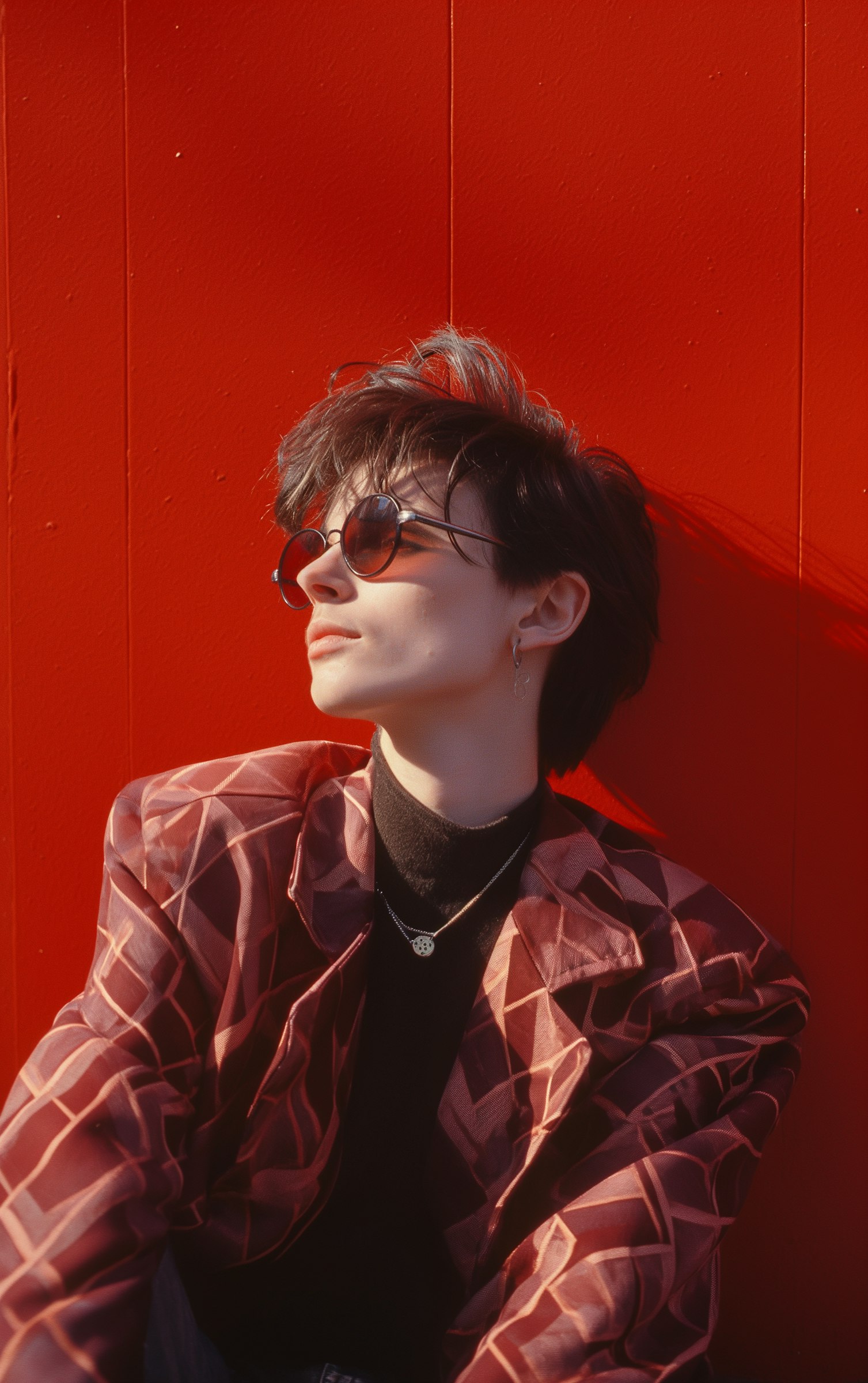 photo of a man with sunglasses on a red background