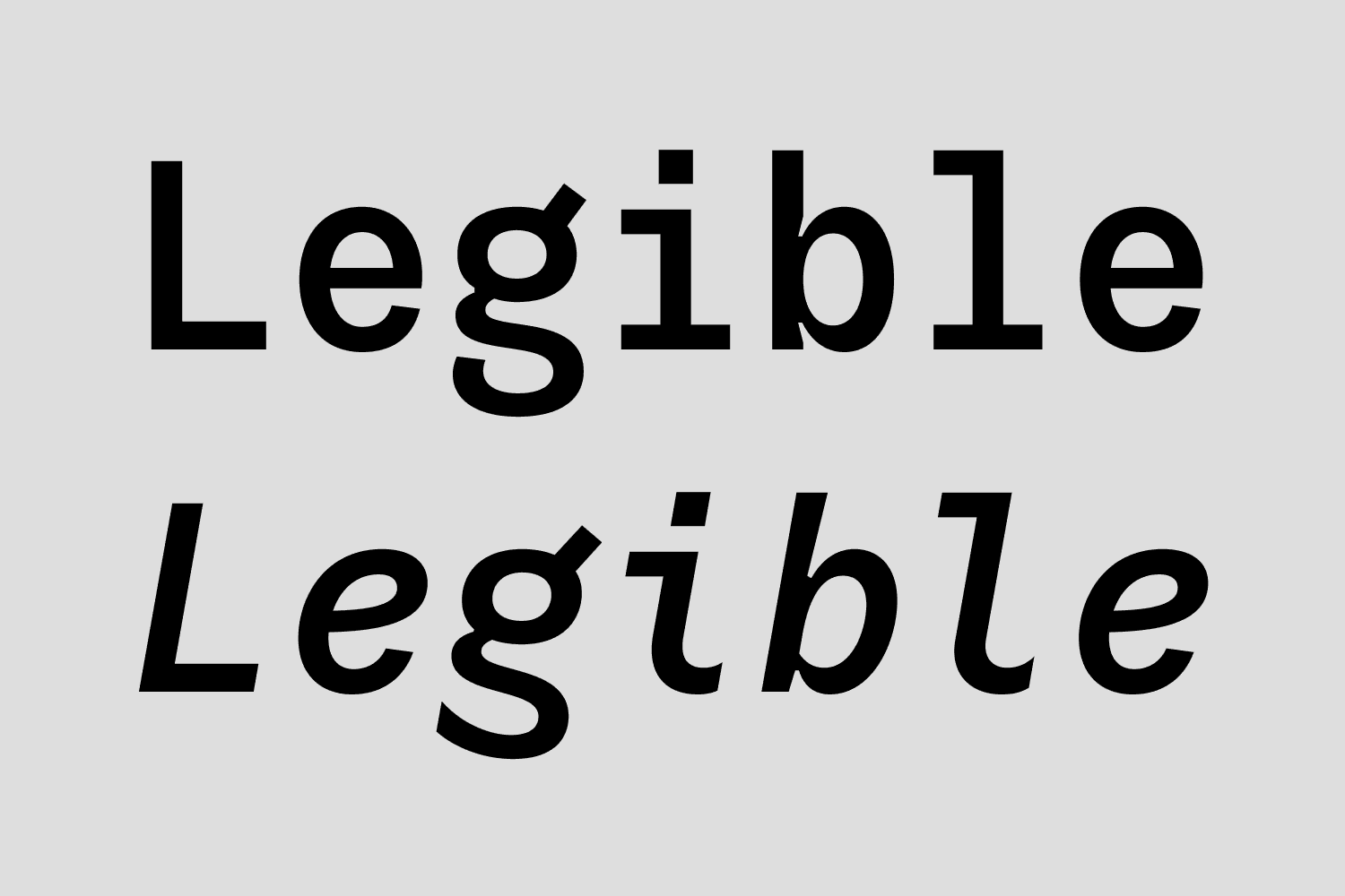 Resist Mono font showcasing the legibility of both Roman and Italic in a monospaced sans serif font