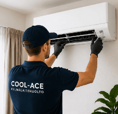 Cool-Ace asentaja ilmalämpöpumpun asennuksessa