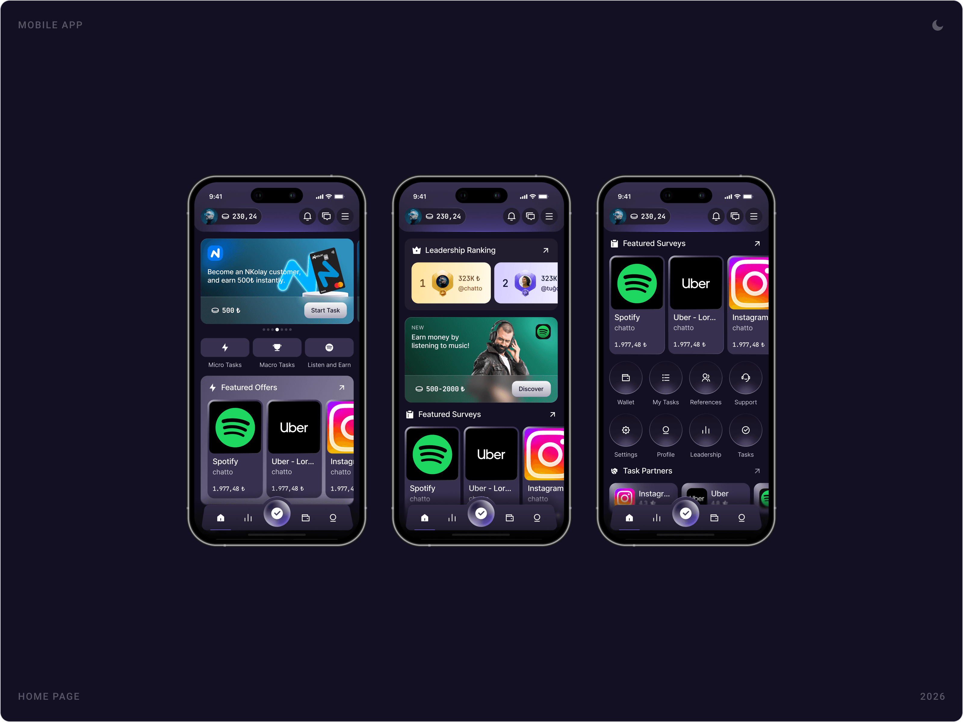 Modern Gamified Rewards Home Dashboard Design