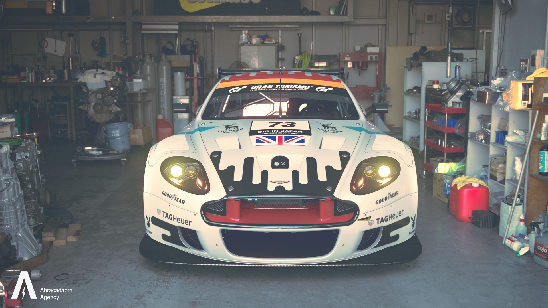 front of aston martin gt3 with custom lievery design