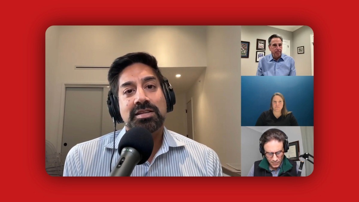 Screenshot from a recording of the value health voices podcast with the cohosts and two guests