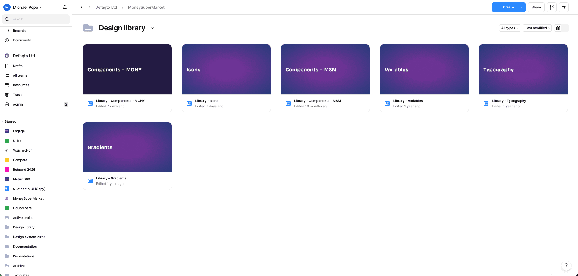 MoneySuperMarket Figma design library — Components, Icons, Variables, Typography and Gradients libraries for MSM and MONY