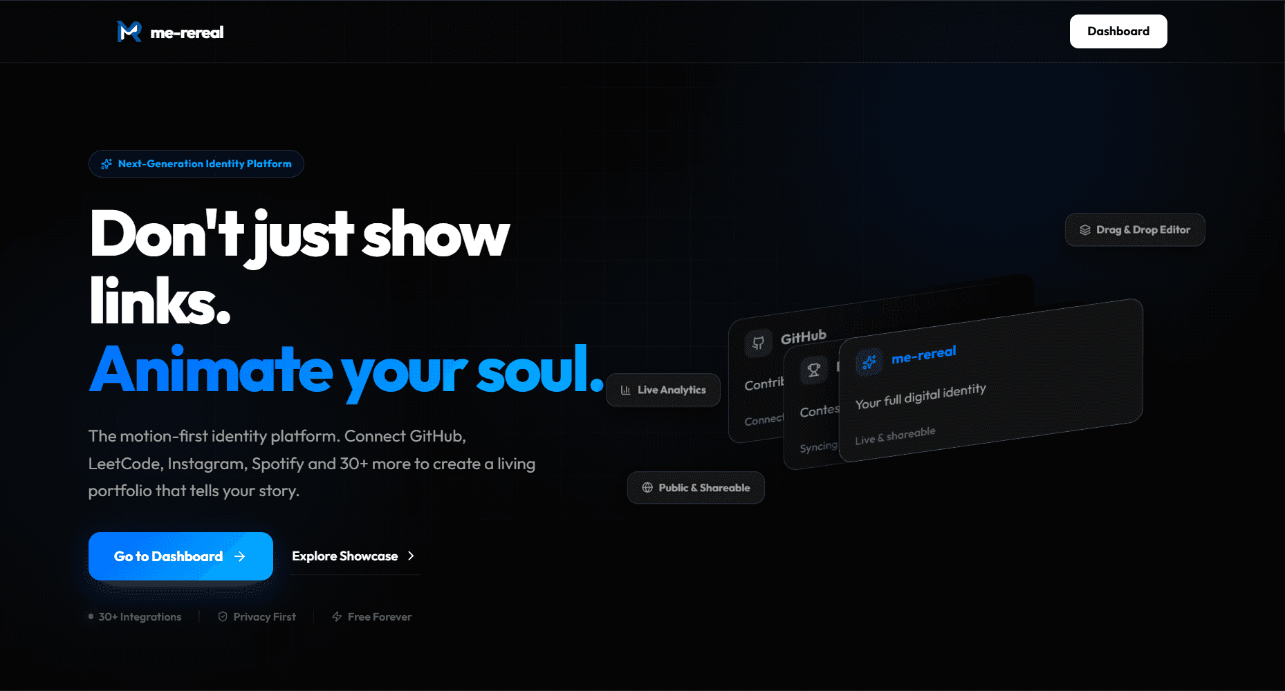 home page of the me-rereal website