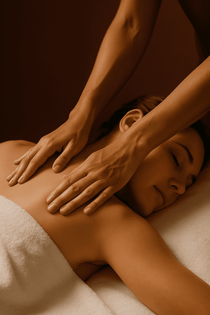 Woman getting a head massage in spa