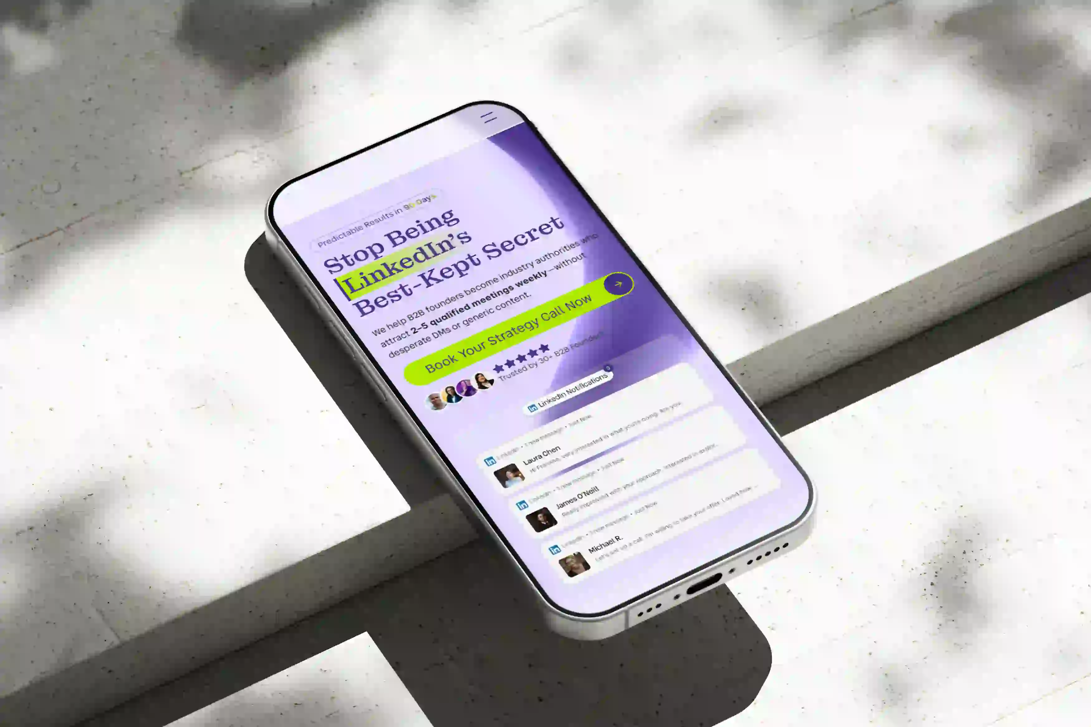 Image of NomadV Group website in a mobile mockup.