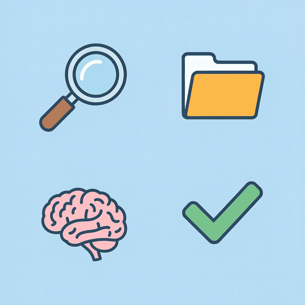 Four-icon grid showing the main problems of manual document management