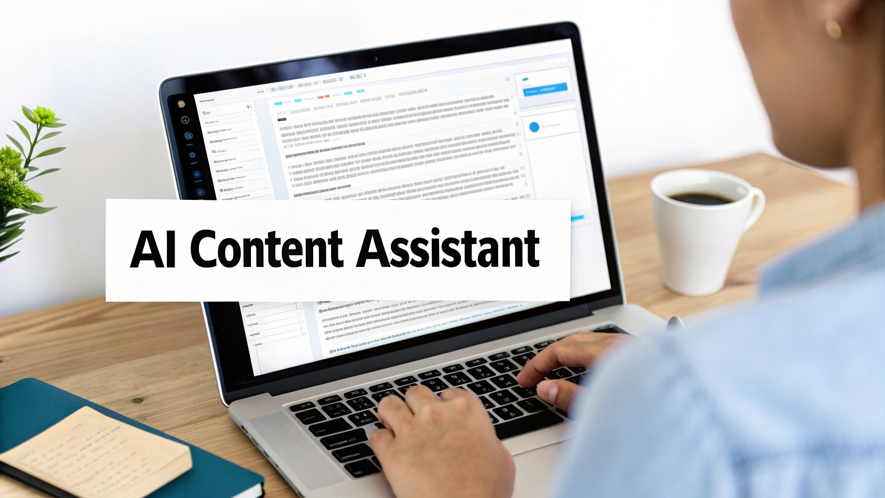 A person types on a laptop displaying