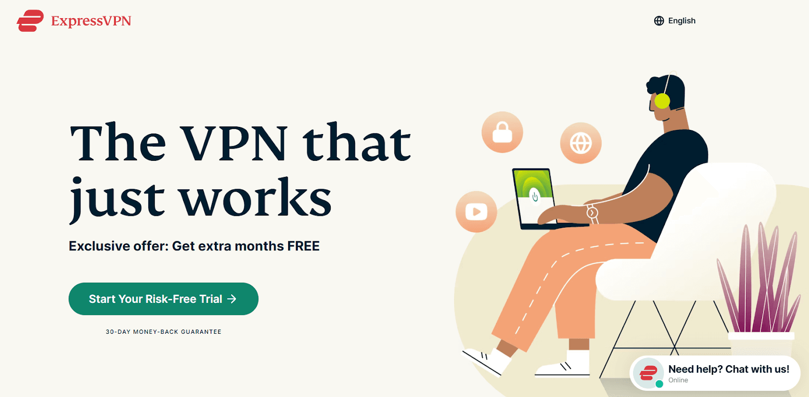 High-converting landing page example: ExpressVPN