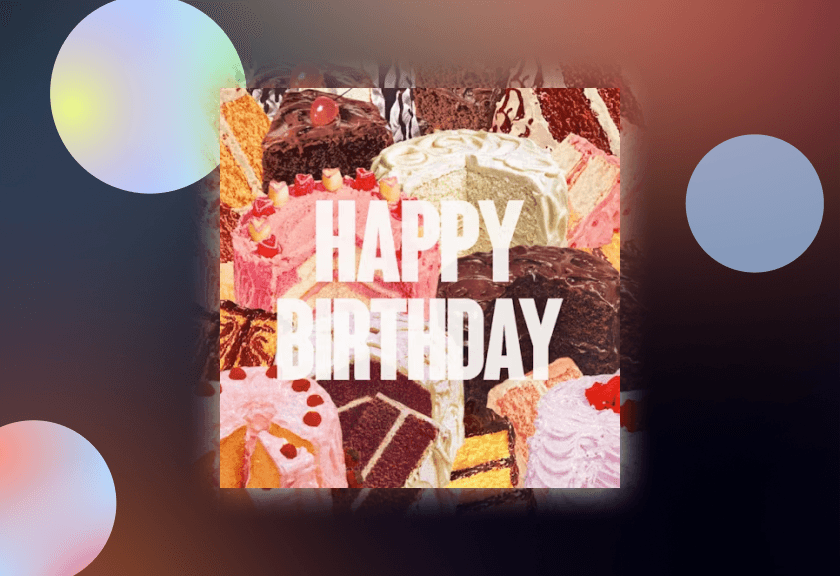 Minimalist birthday invitation featuring a cozy living room with gold 'Birthday' balloons, inspired by Harry Styles