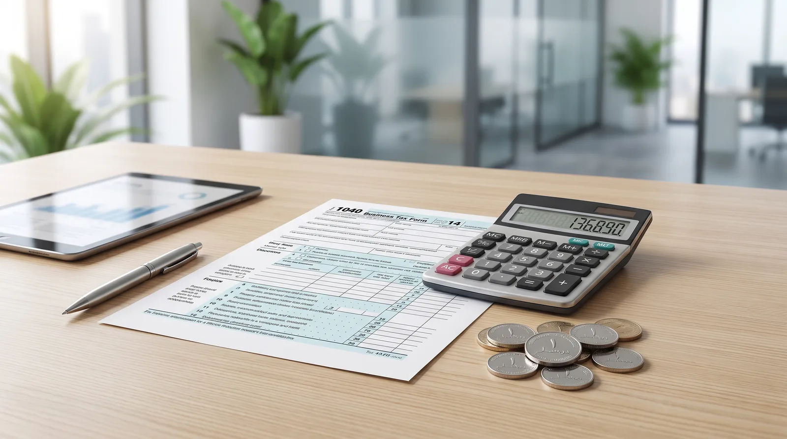 What Qualifying Income Means for a Dubai Trading Company beside a VAT return, calculator and UAE dirham notes