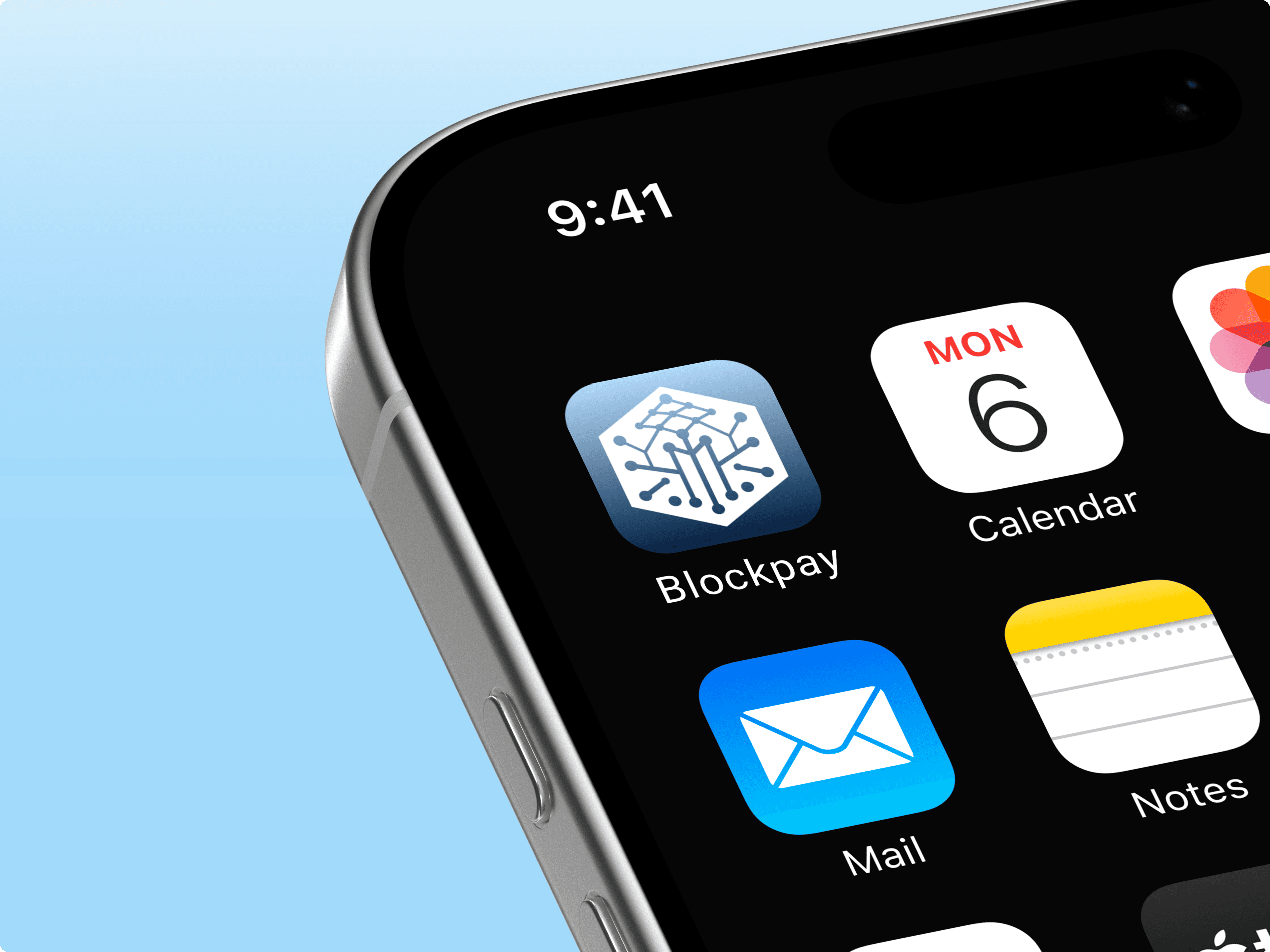 BlockPay app icon displayed on smartphone home screen grid