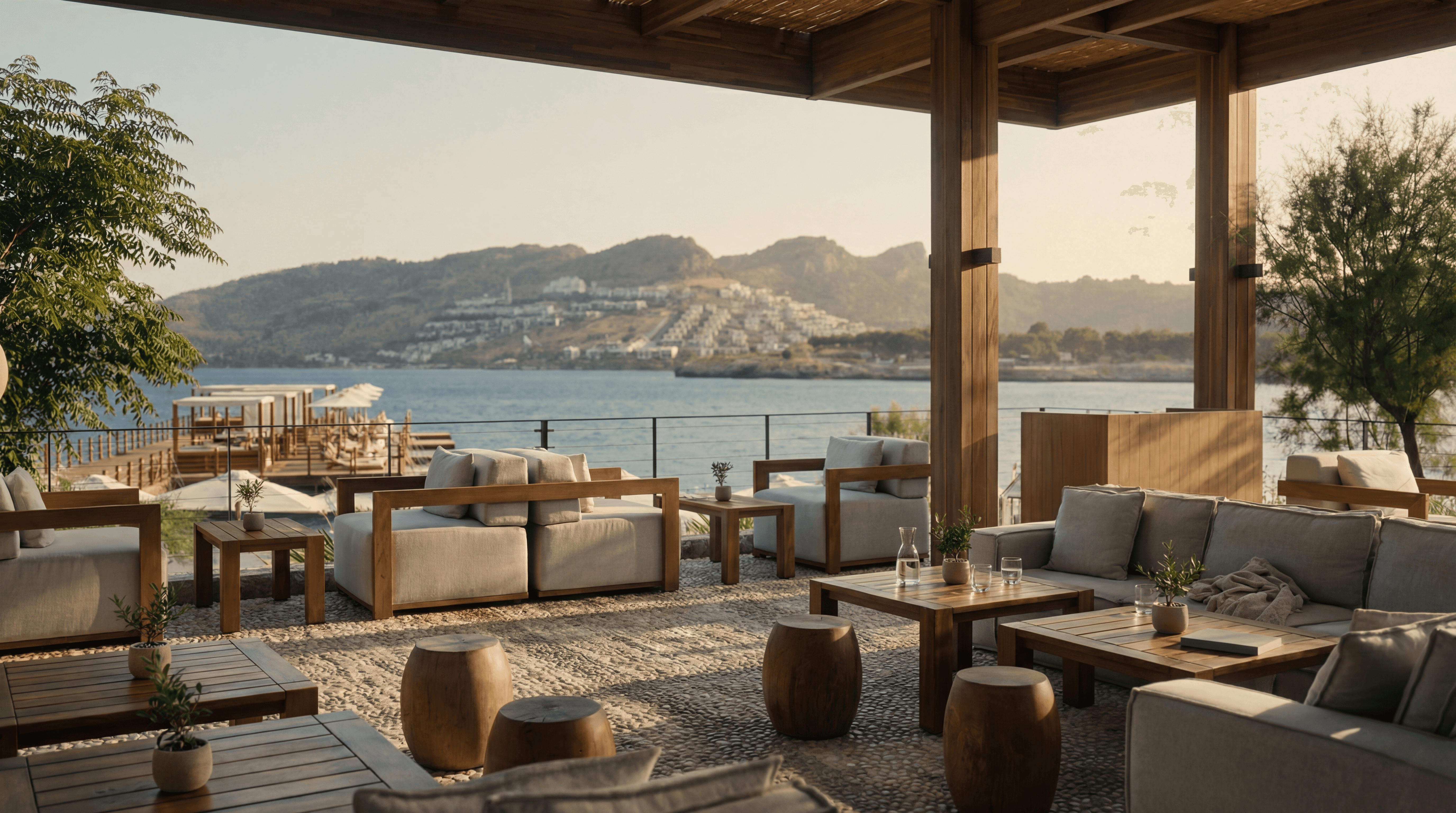 Beach Club at Edition Bodrum in Yalıkavak with luxury terrace seating and sea view lounge area