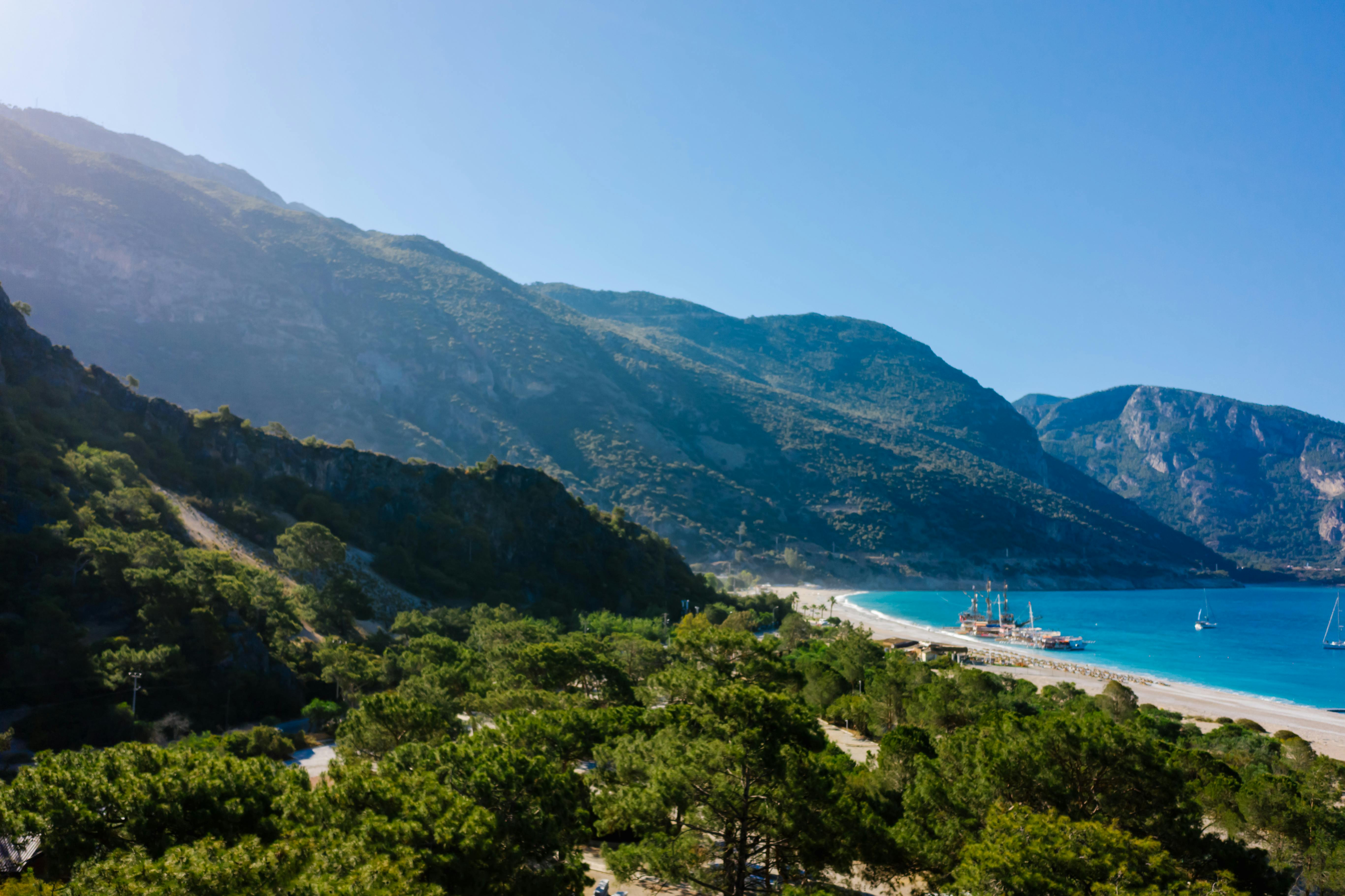 Fethiye coastline in Turkey, representing residence permit procedures for foreigners living in Fethiye.